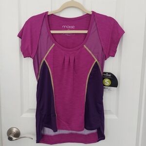 Moxie Cycling Wrap Tee Iris Small NWT